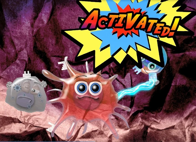 Cartoon cell characters from Supercytes